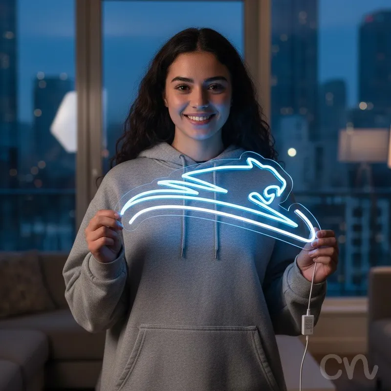 Custom Neon | Running Cheetah Neon Sign | 12x26 | Light Blue