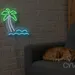Custom Neon | Palm Tree and Waves Neon Sign | 23x24 | Neon Green and Light Blue 2