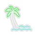 Custom Neon | Palm Tree and Waves Neon Sign | 23x24 | Neon Green and Light Blue 3