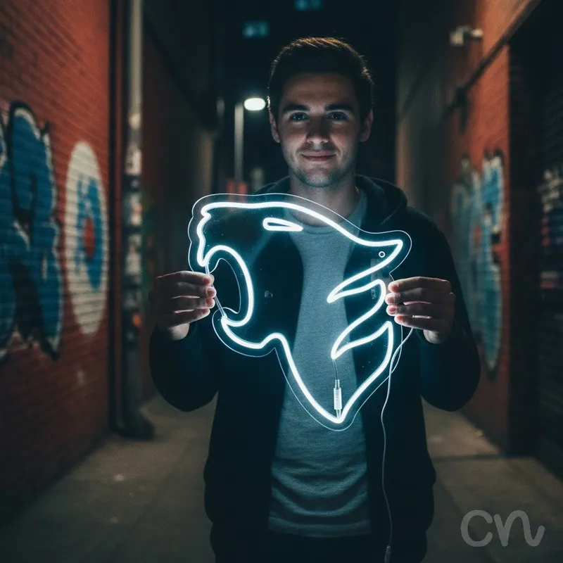 Custom Neon | Abstract Lion Head Neon Sign | 25x23 Inches | Warm White