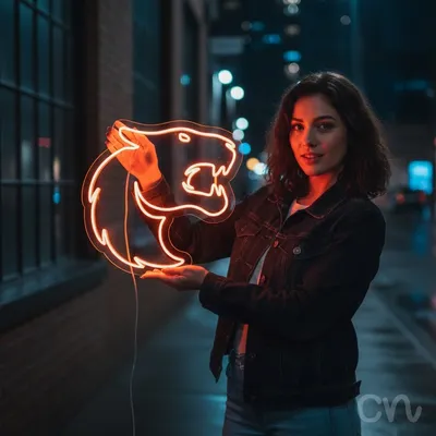 Custom Neon | Bear Head Neon Sign | 23x24 Inches | Orange Neon Sign for Home Decor