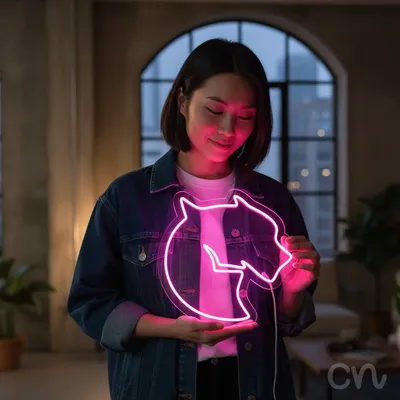 Custom Neon | Horse Head Neon Sign | 24x24 in | Hot Pink | Stylish Wall Decor