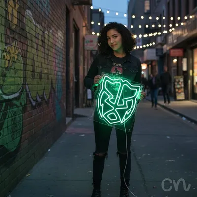 Custom Neon | Robot Face Neon Sign | 24x22 in | Green Neon Sign for Modern Decor