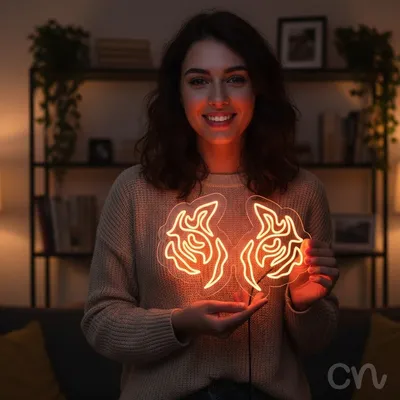 Custom Neon | Tiger Faces Neon Sign | 16x24 Inches | Orange Bright Neon Decor