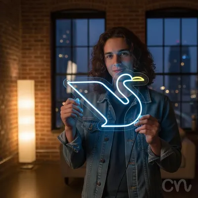 Custom Neon | Swan Shape Neon Sign | 21x24 Inches | White and Yellow Neon Sign