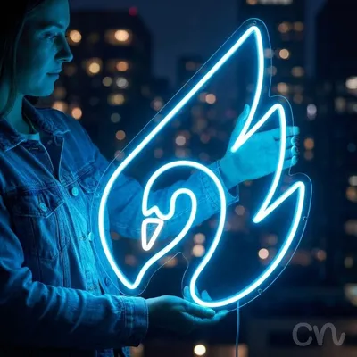 Custom Neon | Swan Design Neon Sign | 21x24 | Ice Blue Neon Sign for Home Decor