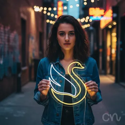 Custom Neon | Swan Neon Sign | 21x24 Inches | Yellow Neon Light for Home Decor