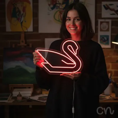 Custom Neon | Swan Neon Sign | 21x24 | Hot Pink Perfect for Home Decor and Parties