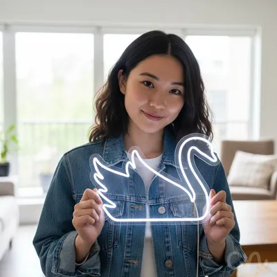 Custom Neon | Swan Neon Sign | 17x24 Inches | Warm White Neon Sign for Home Decor