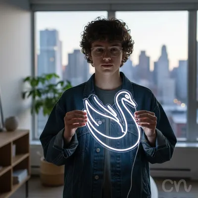 Custom Neon | Swan Neon Sign | 24x22 | Warm White Neon Sign for Home Decor and Bedroom