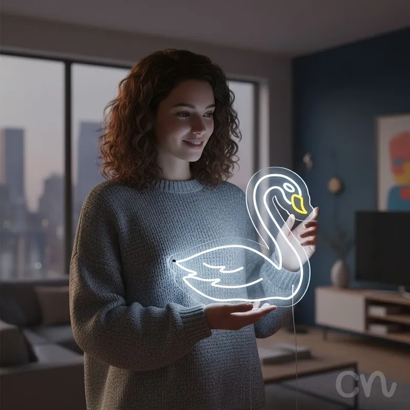 Custom Neon | Swan Neon Sign | 21x24 Inches | Warm White Pale Yellow Neon Sign