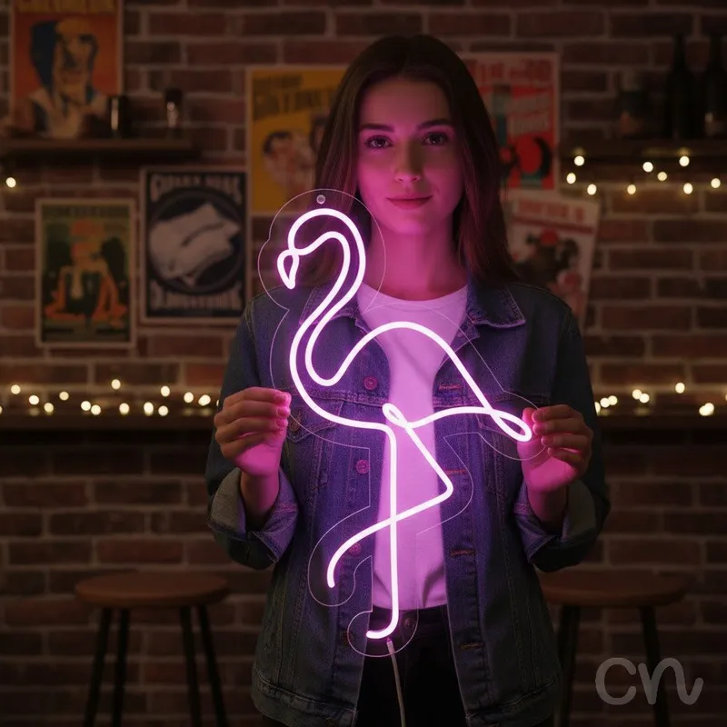 Custom Neon | Flamingo Neon Sign | 24x15 Inches | Pink Illuminated Decoration