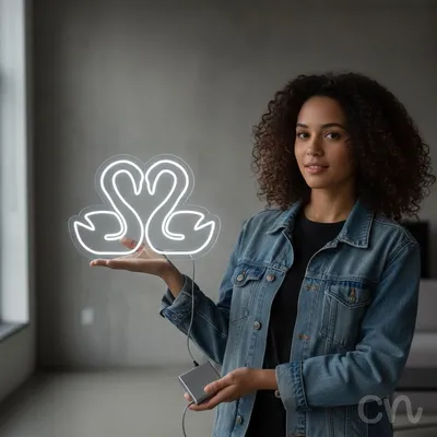 Custom Neon | Swan Design Neon Sign | 21x24 | Warm White