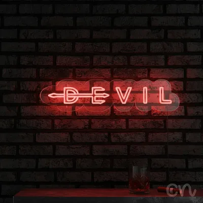 Custom Neon | Devil Neon Sign | 7x30 | Hot Pink Neon Sign for Bedroom Bar Wall Decor