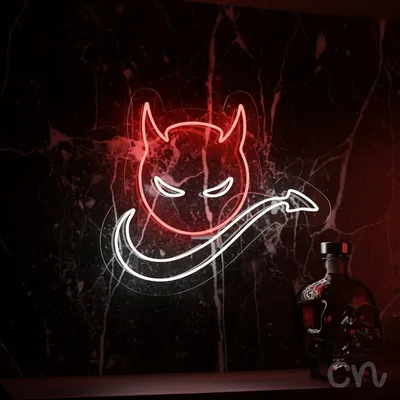 Custom Neon | Devil Face Neon Sign | 24x27 | Hot Pink and Warm White