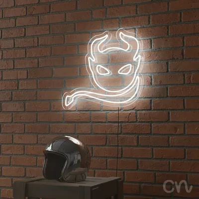 Custom Neon | Devil Face Neon Sign | 23x24 Inches | White Neon Sign for Room Decor