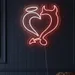 Custom Neon | Angel and Devil Heart Neon Sign | 26x23 | Hot Pink and Warm White 2
