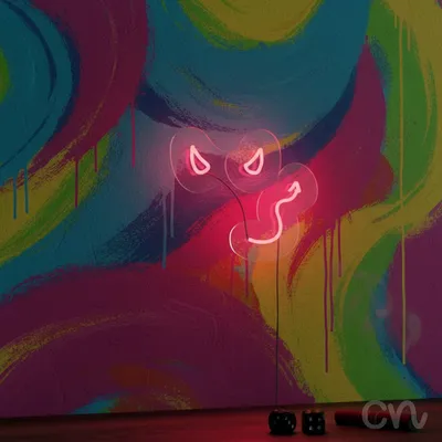 Custom Neon | Devil Face Neon Sign | 13x15 | Bright Pink