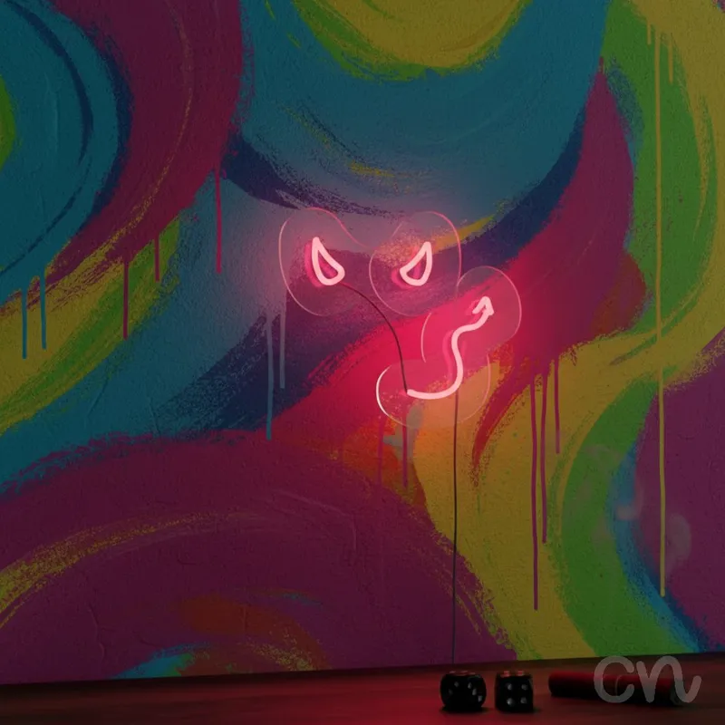 Custom Neon | Devil Face Neon Sign | 13x15 | Bright Pink