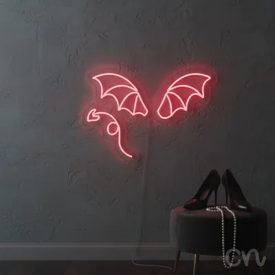 Custom Neon | Dragon Wings Neon Sign | 17x24 | Hot Pink Neon Sign Bedroom Home Decor
