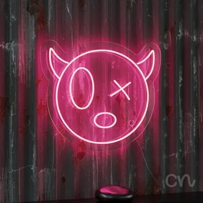 Custom Neon | Abstract Face with Horns Neon Sign | 21x24 | Hot Pink