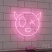 Custom Neon | Abstract Face with Horns Neon Sign | 21x24 | Hot Pink 2