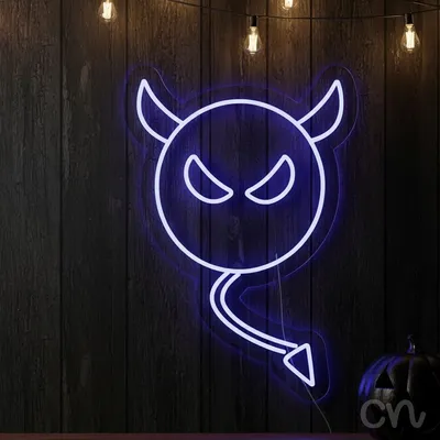 Custom Neon | Devil Balloon Neon Sign | 24x17 | Blue Neon Sign for Room Decor
