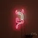 Custom Neon | Devil Horns Neon Sign | 24x11 | Hot Pink Neon Sign for Parties and Bars 2