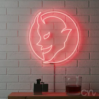 Custom Neon | Devil Head Neon Sign | 24x23 | Red Color Neon Sign for Bars and Bedrooms