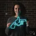 Custom Neon | Pointing Hand Neon Sign | 18x24 | Ice Blue Neon Sign for Decor 1