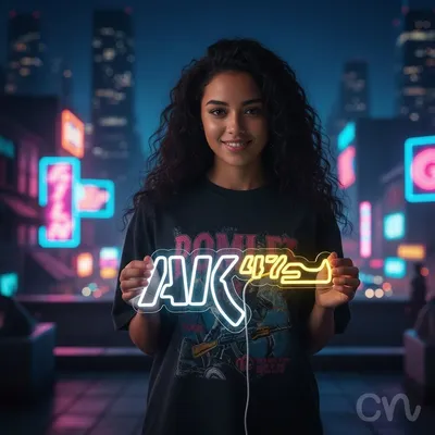 Custom Neon | Ak47 Neon Sign | 10x24 | Yellow White Neon Sign for Wall Decor