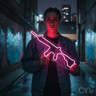 Custom Neon | Rifle Design Neon Sign | 21x24 | Hot Pink