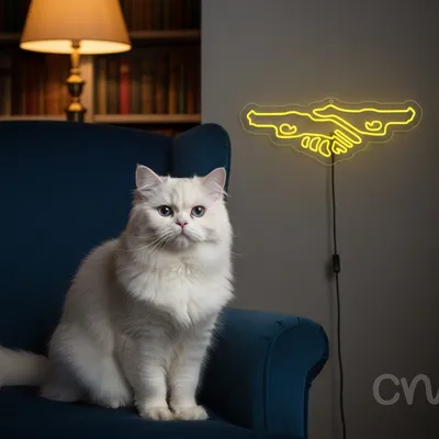 Custom Neon | Handshake Design Neon Sign | 11x30 | Yellow Bright Sign for Home and Bar