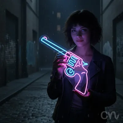 Custom Neon | Revolver Design Neon Sign | 24x20 | Hot Pink and Ice Blue