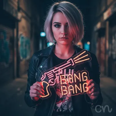 Custom Neon | Bang Bang Neon Sign | 24x24 | Pink Orange Neon Sign for Home Bar Party