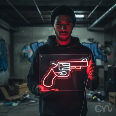 Custom Neon | Revolver Neon Sign | 16x24 | Hot Pink | Modern Neon Wall Decor