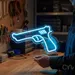 Custom Neon | Pistol Design Neon Sign | 17x24 | Ice Blue Neon Sign for Home Bar** 1