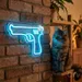 Custom Neon | Pistol Design Neon Sign | 17x24 | Ice Blue Neon Sign for Home Bar** 2