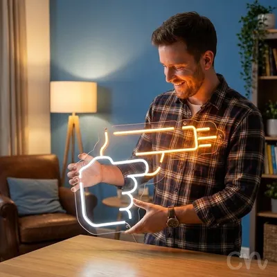 Custom Neon | Hand Pointing Neon Sign | 15x24 | Orange