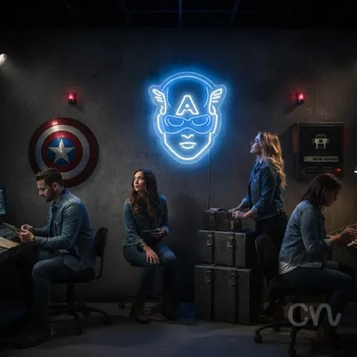 Custom Neon | A Neon Sign | 20x17 | Ice Blue Neon Sign for Home Bar Room Decor