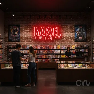 Custom Neon | Marvel Neon Sign | 13x23 | Red Neon Sign for Home Bar Room Decor