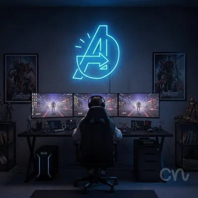 Custom Neon | A Neon Sign | 17x19 | Ice Blue Neon Sign for Home Bar Bedroom Man Cave