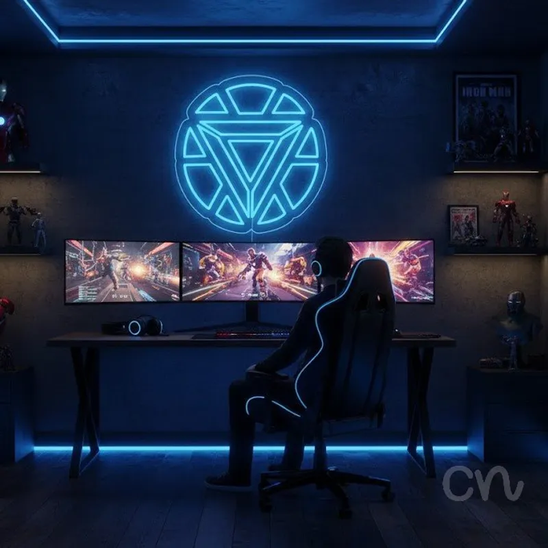 Custom Neon | Geometric Pattern Neon Sign | 19x18 Inches | Aqua Blue Neon Sign