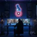 Custom Neon | Hero with Shield Neon Sign | 22x12 | Ice Blue Red White 1