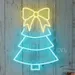 Custom Neon | Christmas Tree Neon Sign with Bow Design | 21x16 | Blue and Yellow 2