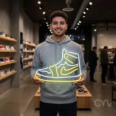 Custom Neon | Sneaker Design Neon Sign | 15x20 | White and Yellow Bright Colors