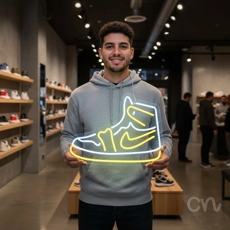 Custom Neon | Sneaker Design Neon Sign | 15x20 | White and Yellow Bright Colors