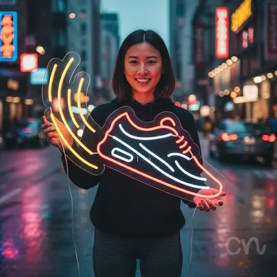 Custom Neon | Sneaker Design Neon Sign | 20x24 | Red White Yellow Bright Sign