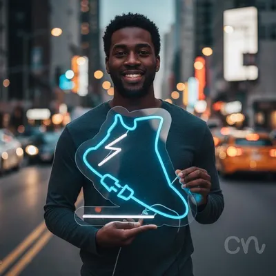 Custom Neon | Shoe Neon Sign | 19x19 | Ice Blue Neon Sign for Shoe Lovers Home Decor