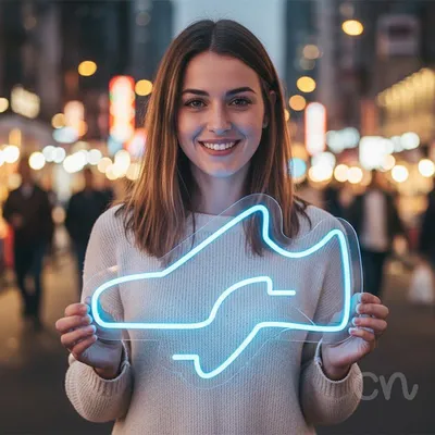 Custom Neon | Shoe Neon Sign | 15x20 | Aqua Blue Neon Sign for Shoe Store Decor